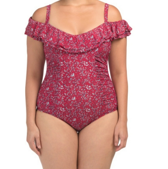 Profile by Gottex Floral Red One Piece Swimsuit - Picture 1 of 8